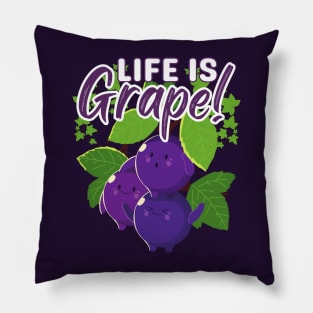 Funny Life Is Grape Fruit Pun Cute Kawaii Food Humor Silly Pillow