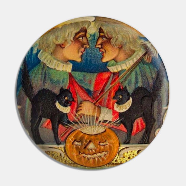 Vintage Halloween Witches Pin by RetroSalt