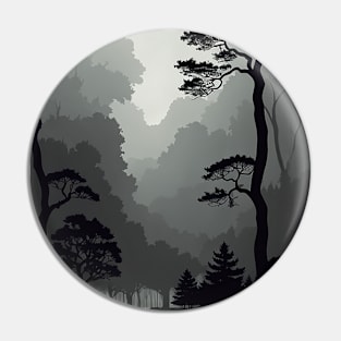 Lonely Misty Forest with Oak Trees Pin