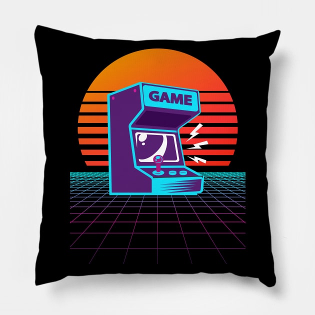 Arcade Machine Retrowave Pillow by edmproject