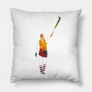 Field Hockey Player Girl Pillow