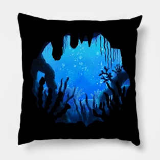 Deep Ocean watercolor painting Pillow