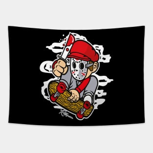 Killer Skater Skateboard Horror Character Design Tapestry