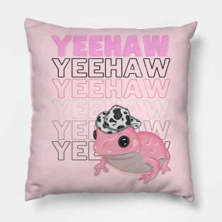 Yeehaw Pink Frog Wearing Cowboy Hat Pillow