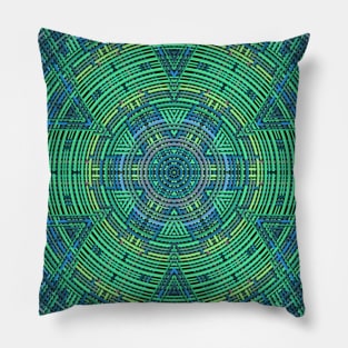 Weave Mandala Blue and Green Pillow