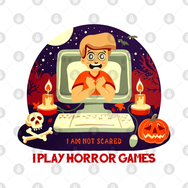 I Play Horror Games Halloween Video Game Scared Boy by enchantedrealm