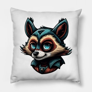 Cartoon style raccoon Pillow