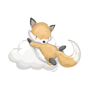 Playing with cloud ! Cute Fox flying with cloud T-Shirt