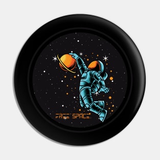 Astronaut in space with stars, planets and free space Pin