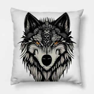 Grayscale wolf Pillow