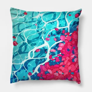 Red roses and petals in the water Pillow