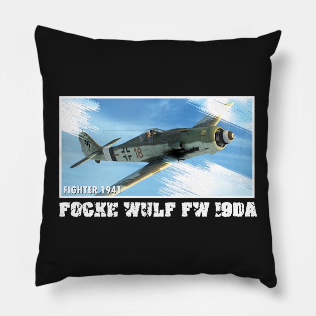 Luftwaffe FW190 Pilot Gift Battle of Britain German Warbird WW2 Pillow by woormle