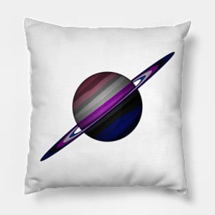 Planet and Rings in Gender Fluid Pride Flag Colors Pillow