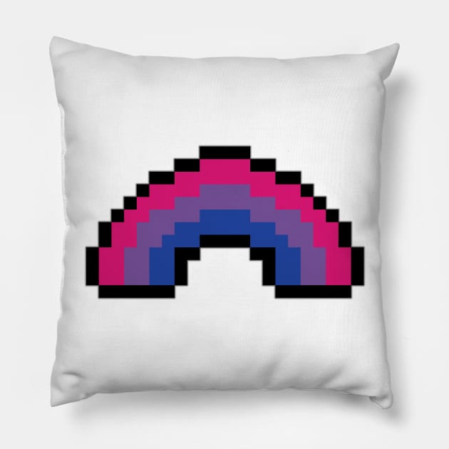 Pixel Rainbow Design in Bisexual Pride Flag Colors Pillow by LiveLoudGraphics