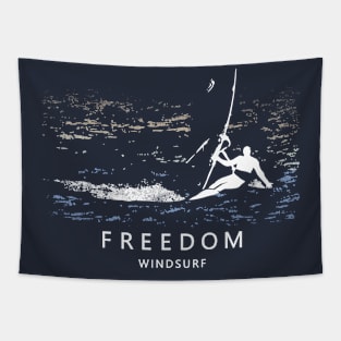 Windsurfing FREEDOM Windsurfer Planing over Ocean Sea Waves Tapestry