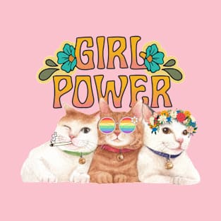 Girl Power! Hippie cats feminism design T-Shirt