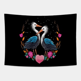 Stork Valentine Day Tapestry