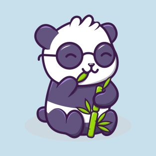 Cute Kawaii Panda Bear Eating Bamboo T-Shirt