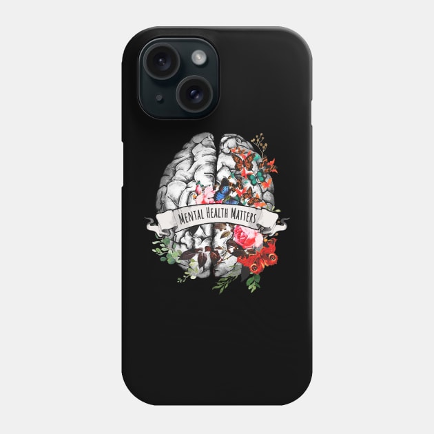 Mental health, mental illness, brain, psychology, neuroscience, mental health matters Phone Case by Collagedream