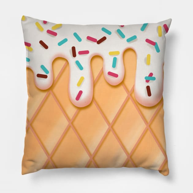 Vanilla Ice Cream with Sprinkles Pillow by Random Prints