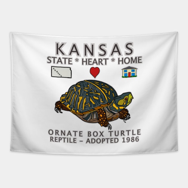 Kansas - Ornate Box Turtle - State, Heart, Home - state symbols Tapestry by cfmacomber