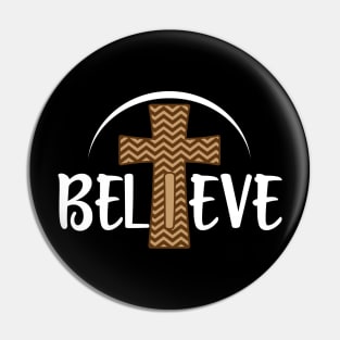 Believe Heavenly Cross Christian Pin