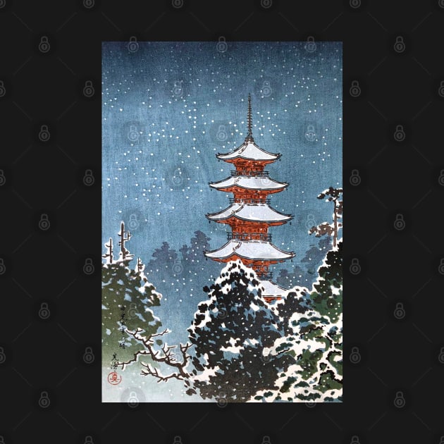 Nikko Pagoda in Snow by Tsuchiya Koitsu by Takeda_Art