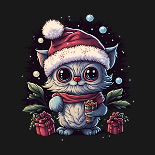 Cute Christmas Cat Santa Hat Pajamas Pj T-Shirt