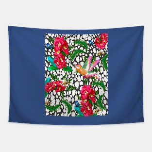 ANIMAL PRINT CHEETAH RED CALLA LILY AND TROPICAL PALMS Tapestry