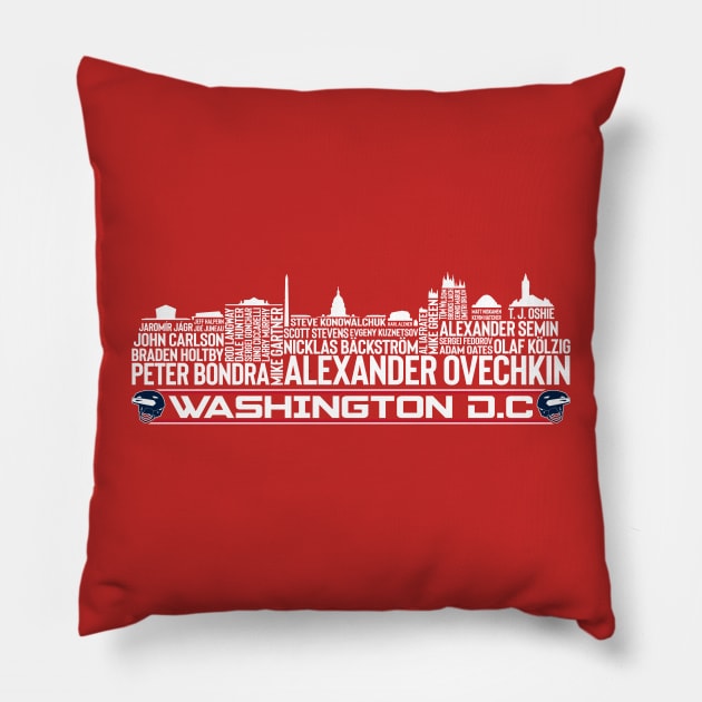 Washington Hockey Team All Time Legends, Washington D.C City Skyline Pillow by Legend Skyline