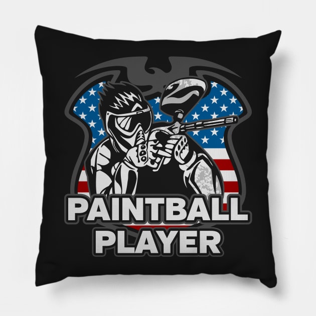 Paintball Player USA Pillow by RadStar