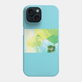 Green Frog under Lily Pad Phone Case