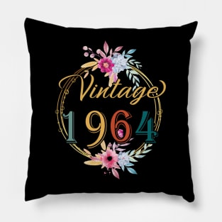 60 Years Old Gifts Vintage 1964 Floral 60th Birthday Party Pillow