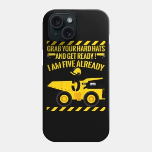 Kids Construction Birthday Shirt 5 for Boys Phone Case