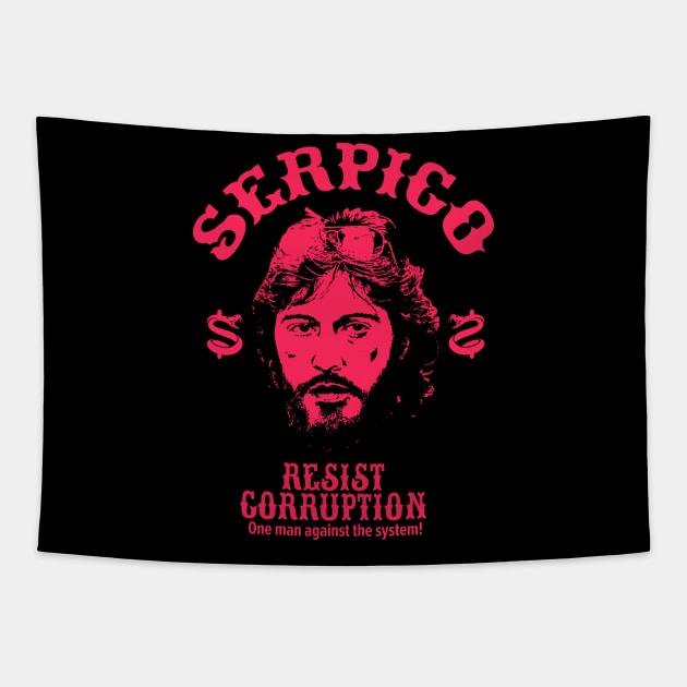 Serpico - Defying Corruption - Vintage Al Pacino T-Shirt Design Tapestry by Boogosh