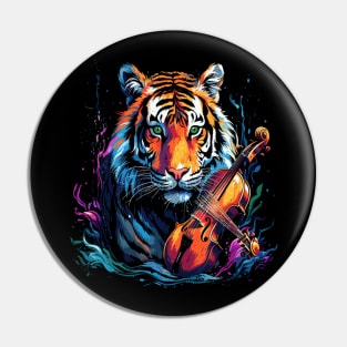 Siberian Tiger Playing Violin Pin