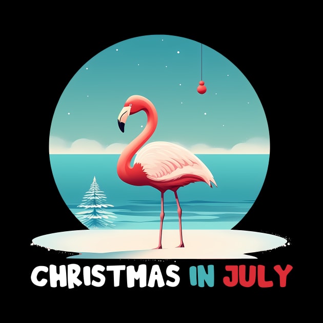 Xmas in July, Funny Flamingo Santa Tropical Christmas by dukito