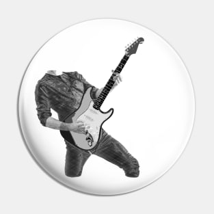 Rock n Roll Guitar Player, Black & White Pin