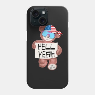 Hell yeah american murica bear wearing sunglasses Phone Case