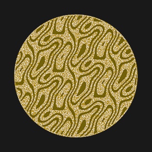 Silhouette Circle Abstract Ripple Golden Curves Speckle Background T-Shirt
