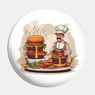 BBQ Fervor Aggressively Grilling Burgers Pin