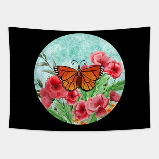 Monach butterfly in a garden Tapestry