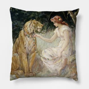 Lady and the Tiger by Frederick Stuart Church Pillow