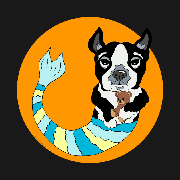 Boo the Boston Terrier Mermutt by abrushwithhumor