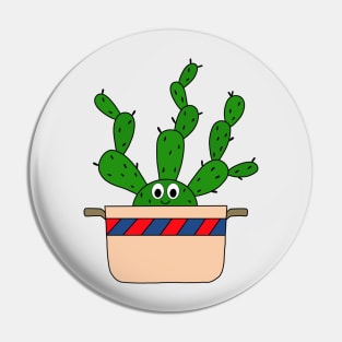 Cute Cactus Design #204: Beaver Tail Cactus In Old Pot Pin