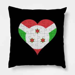 Burundian Jigsaw Puzzle Heart Design - Gift for Burundian With Burundi Roots Pillow
