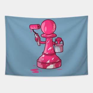 Be Different // Chess Pawn with Pink Paint Tapestry