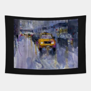 Yellow Taxi Cab, Midtown New York City Tapestry