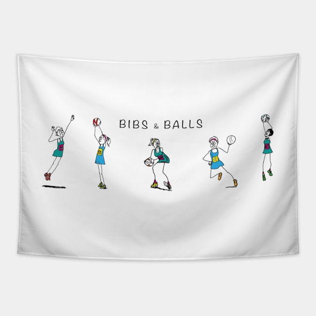 Netball - Bibs & Balls Tapestry by dizzycat-biz