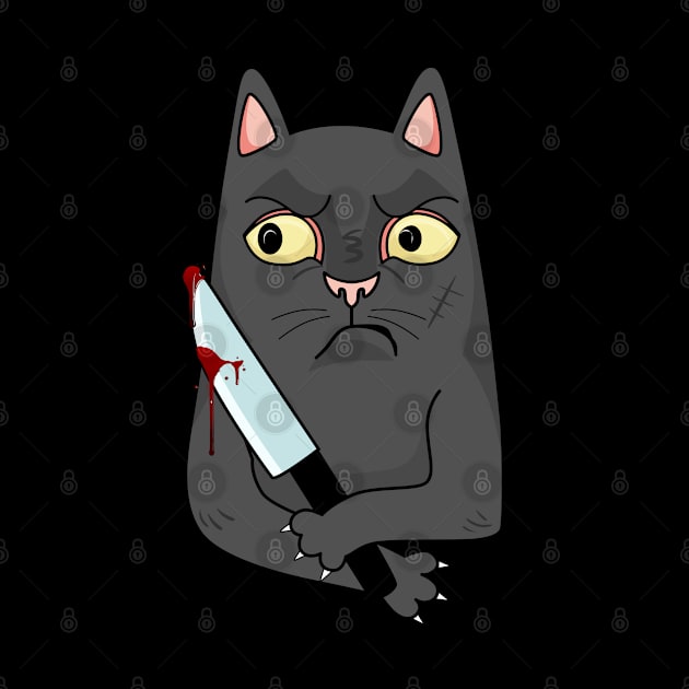 cat with knife by big_owl